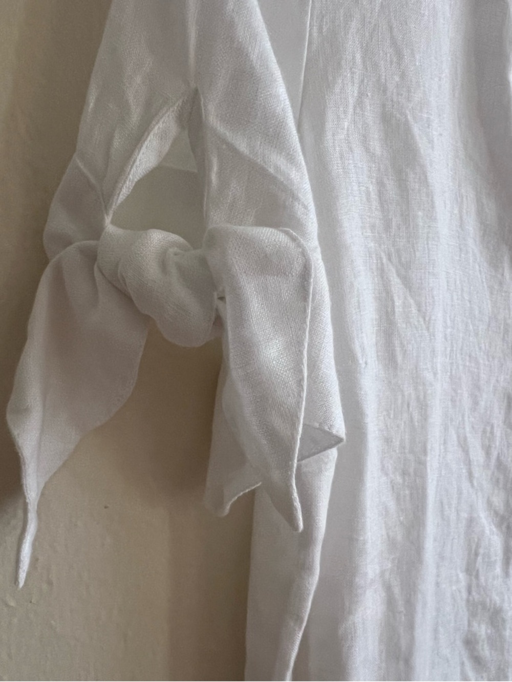 New 100% Linen Charter Club White V-Neck Tie Sleeve Bow Blouse Size S - Picture 8 of 8